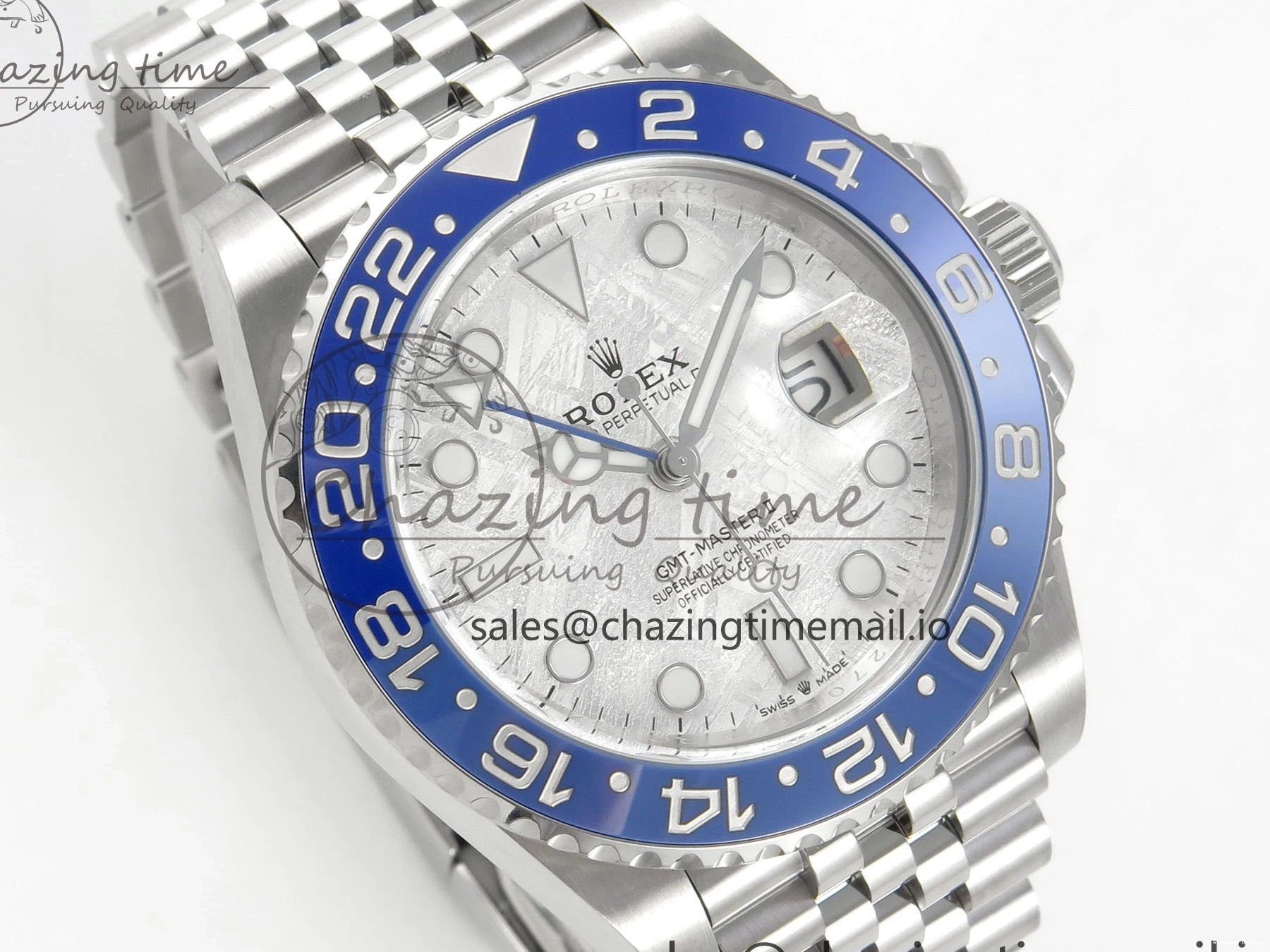 0207 Original GMT-Master II 126716 BLAKEN 904L 1:1 Best Edition Meteorite Dial on SS Jubilee Bracelet SH 177